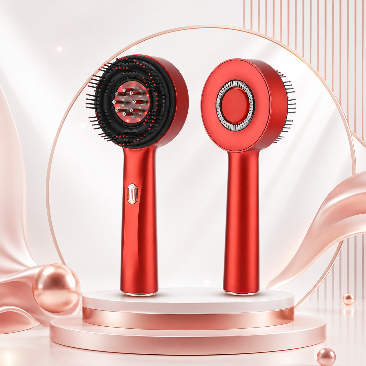 USB Rechargeable Scalp Massager with Red Light & Serum Applicator