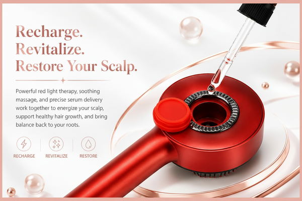 Scalp Massager with Red Light & Serum Applicator
